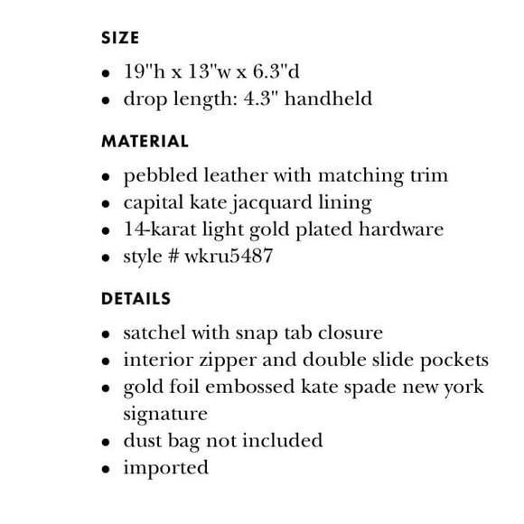 Kate Spade Leather Satchel Flynn Street Meriwether - Picture 8 of 8